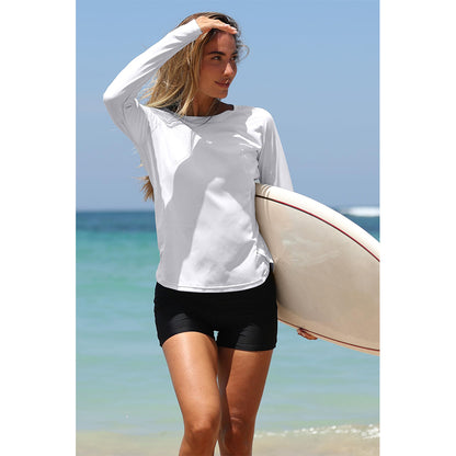 Attraco Women's Rash Guard UPF 50+ Quick Dry Long Sleeve Swim Shirt with Thumbholes and Side Pockets Sun Shirts