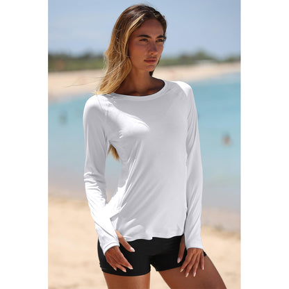 Attraco Women's Rash Guard UPF 50+ Quick Dry Long Sleeve Swim Shirt with Thumbholes and Side Pockets Sun Shirts