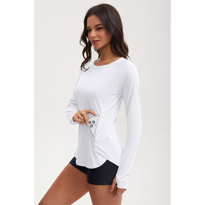 Attraco Women's Rash Guard UPF 50+ Quick Dry Long Sleeve Swim Shirt with Thumbholes and Side Pockets Sun Shirts
