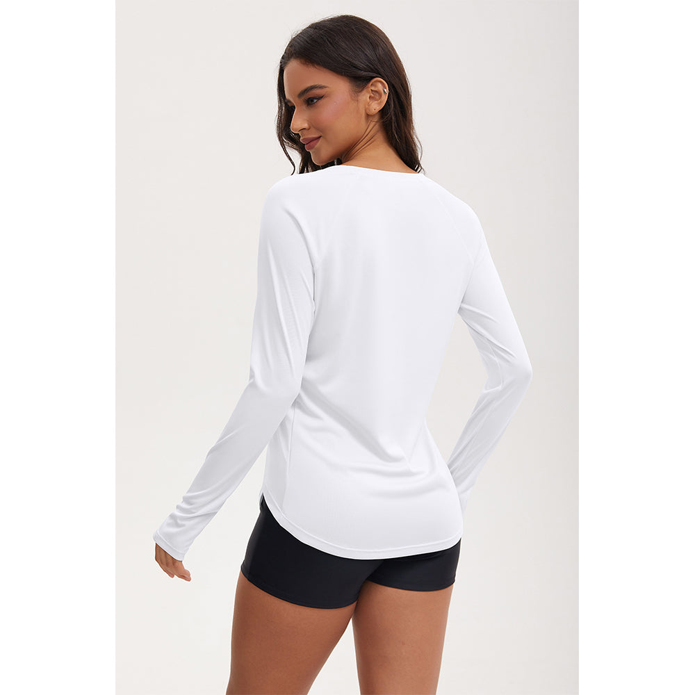 Attraco Women's Rash Guard UPF 50+ Quick Dry Long Sleeve Swim Shirt with Thumbholes and Side Pockets Sun Shirts