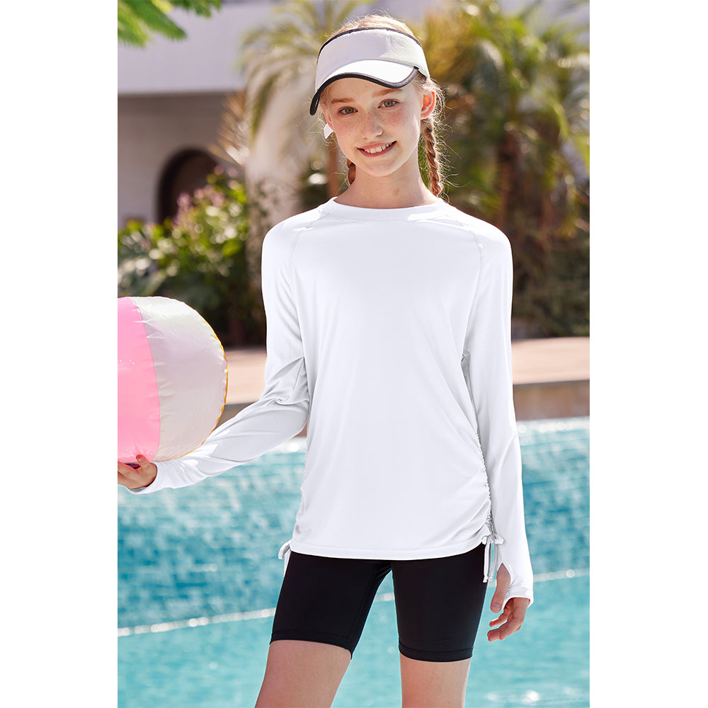 Charmo Rash Guard for Girls Long Sleeve Swim Shirt UPF 50+ Sun Protection Teen Girls Swimsuit Athletic Shirts 7-16Years