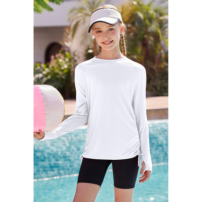 Charmo Rash Guard for Girls Long Sleeve Swim Shirt UPF 50+ Sun Protection Teen Girls Swimsuit Athletic Shirts 7-16Years