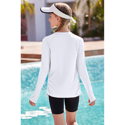 Charmo Rash Guard for Girls Long Sleeve Swim Shirt UPF 50+ Sun Protection Teen Girls Swimsuit Athletic Shirts 7-16Years