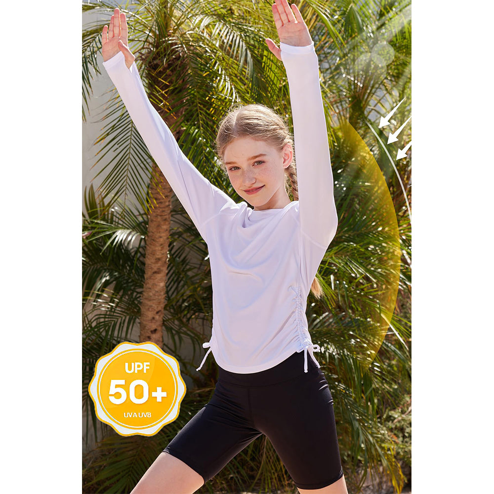 Charmo Rash Guard for Girls Long Sleeve Swim Shirt UPF 50+ Sun Protection Teen Girls Swimsuit Athletic Shirts 7-16Years