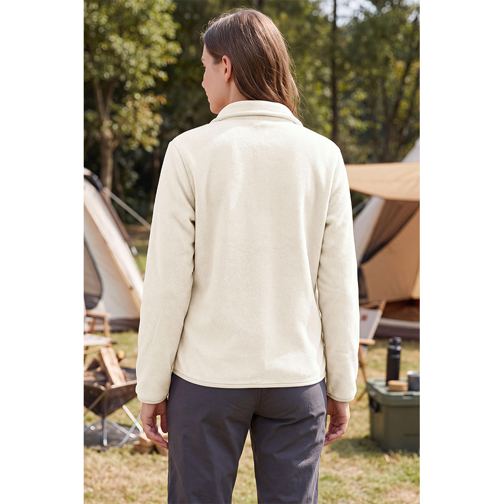 Attraco Women's Full Zip Double-Sided Fleece Jacket with Stand Collar Lightweight Warm Outerwear