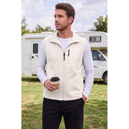 Attraco Unisex Reversible Fleece Vest Full Zip Stand Collar Lightweight Outdoor Jacket