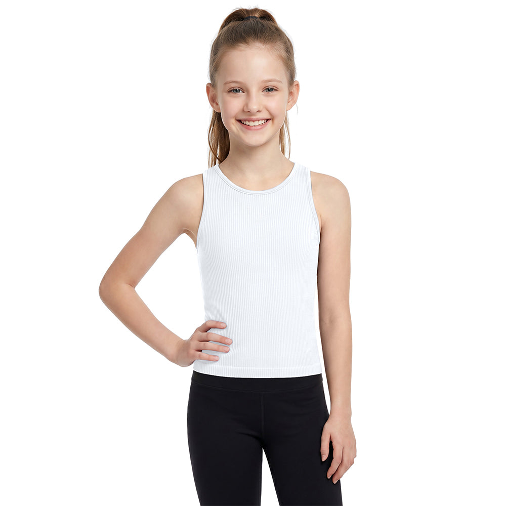 Attraco Girls Ribbed Racerback Seamless Workout Tank Top Athletic Tops