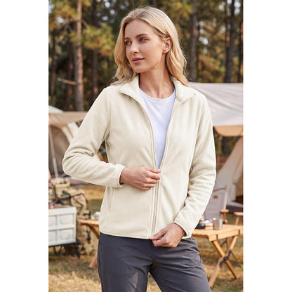 Attraco Women's Full Zip Double-Sided Fleece Jacket with Stand Collar Lightweight Warm Outerwear