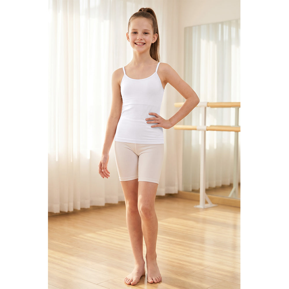Attraco Girls Ribbed Adjustable Strap U-Neck Seamless Athletic Tops Dance Tank Tops