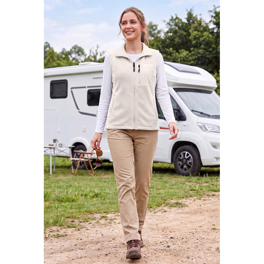 Attraco Unisex Reversible Fleece Vest Full Zip Stand Collar Lightweight Outdoor Jacket