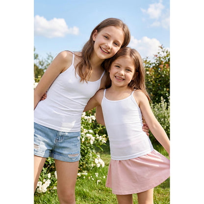Attraco Girls Ribbed Adjustable Strap U-Neck Seamless Athletic Tops Dance Tank Tops