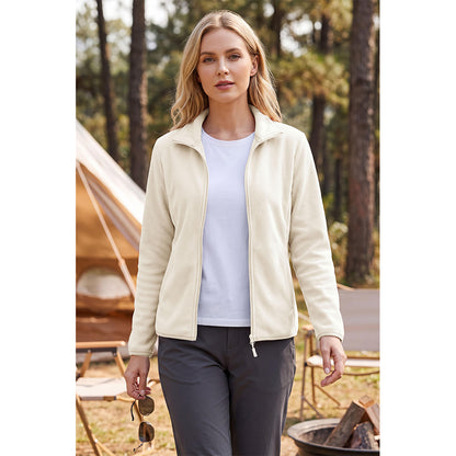 Attraco Women's Full Zip Double-Sided Fleece Jacket with Stand Collar Lightweight Warm Outerwear