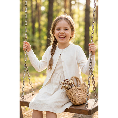 Attraco Kids Girls 100% Cotton Button-Up Knit Cardigan Sweater, Long Sleeve Crewneck School Uniform for Boys & Girls 5-12Years
