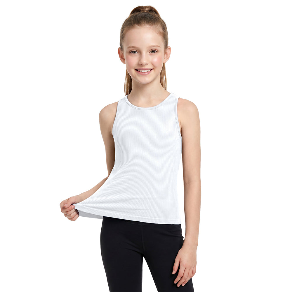 Attraco Girls Ribbed Racerback Seamless Workout Tank Top Athletic Tops
