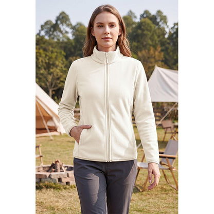 Attraco Women's Full Zip Double-Sided Fleece Jacket with Stand Collar Lightweight Warm Outerwear