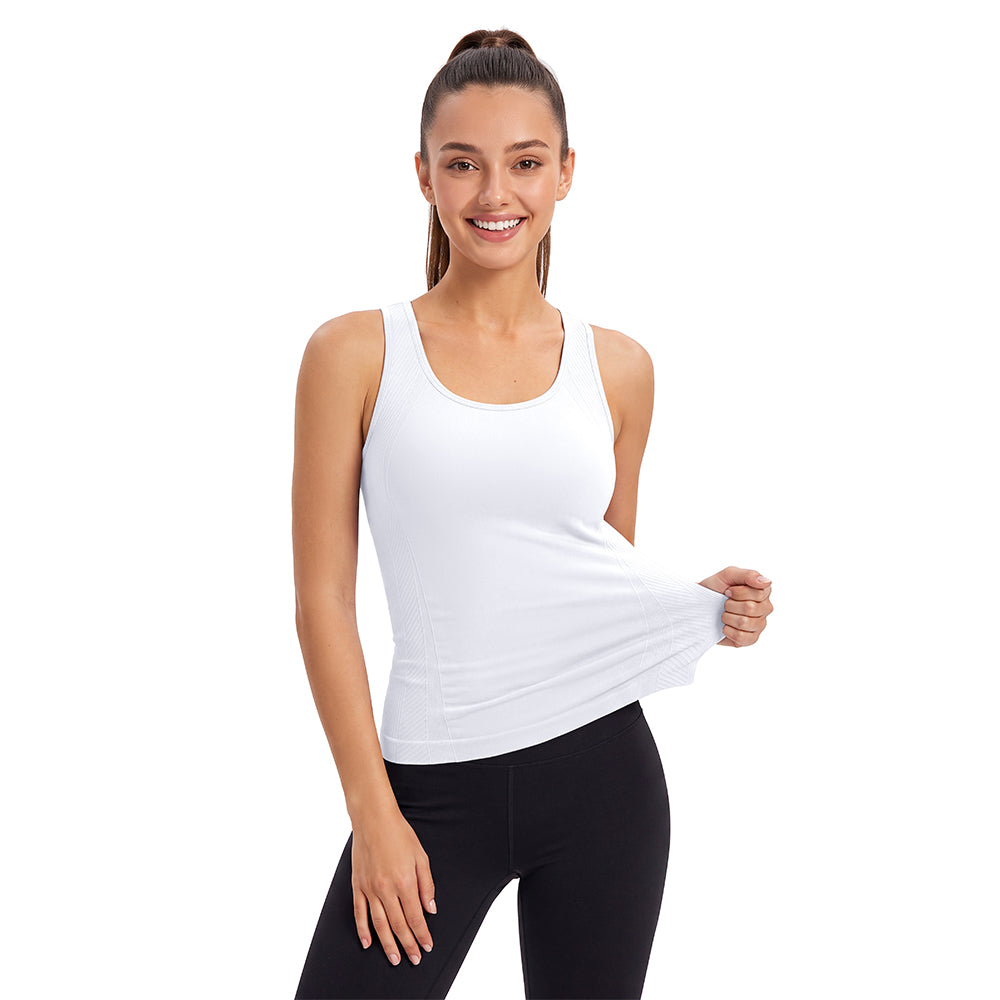 Attraco Women's Athletic Tank Top with Built-In Bra Racerback Sleeveless Tennis Workout Top