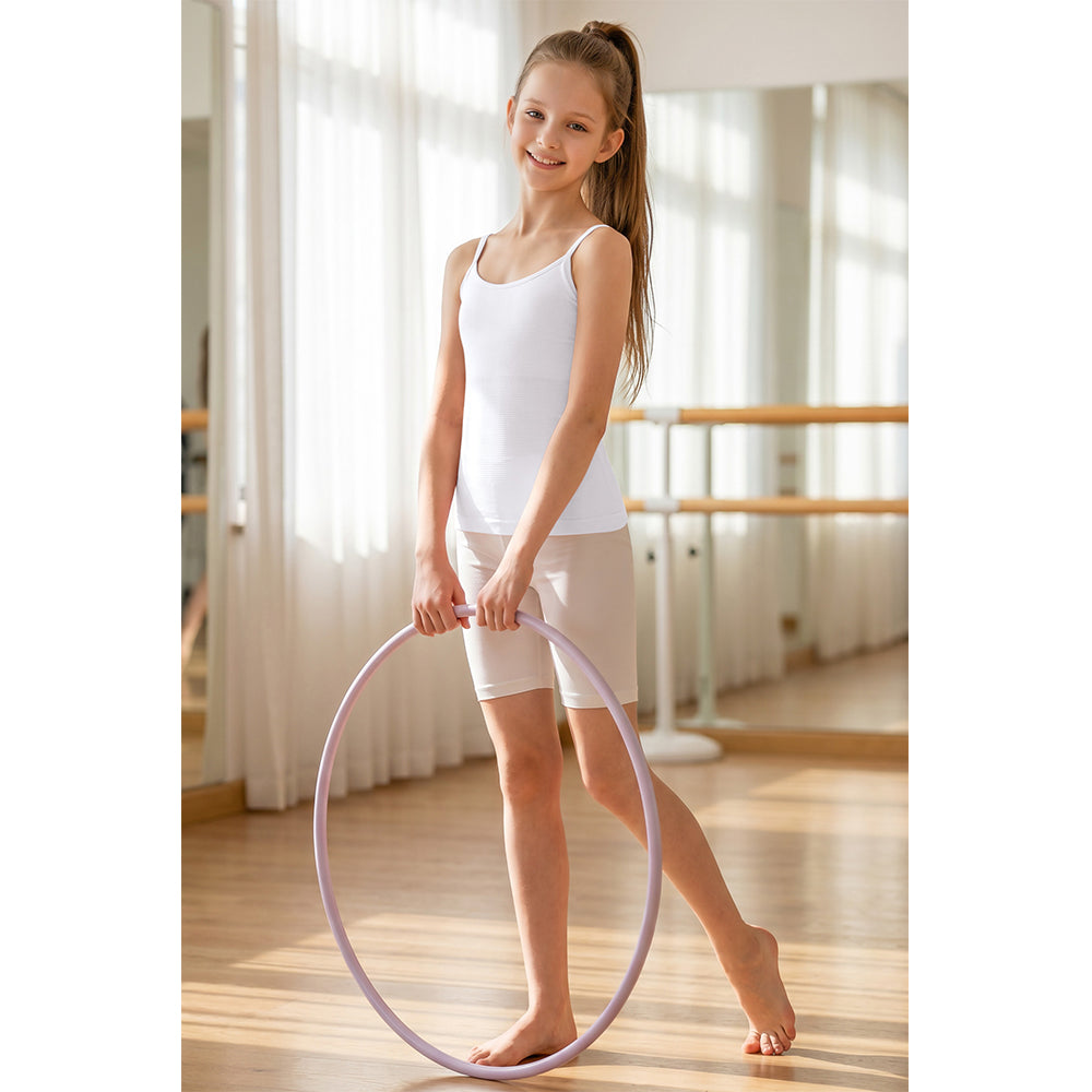 Attraco Girls Ribbed Adjustable Strap U-Neck Seamless Athletic Tops Dance Tank Tops