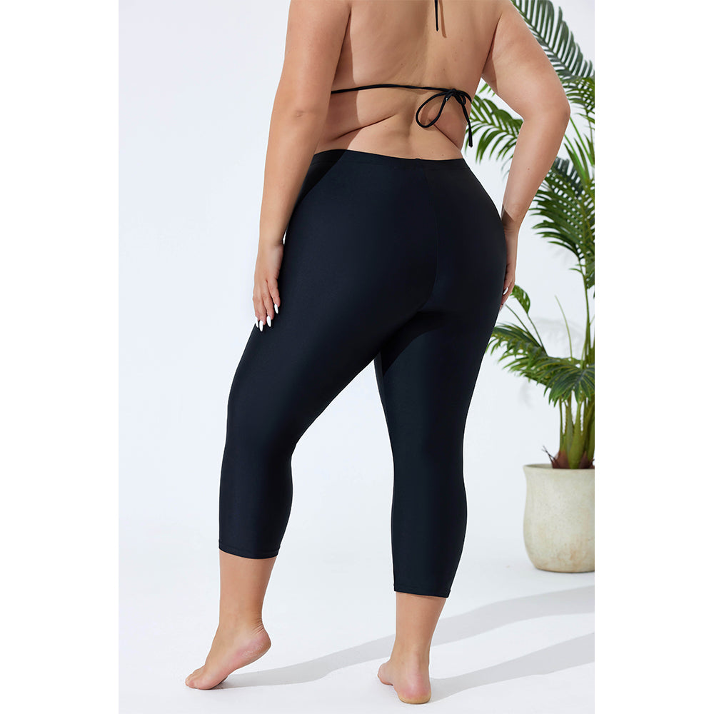 Charmo Women's Plus Size High Waisted Swim Pants Capri Swimming Leggings