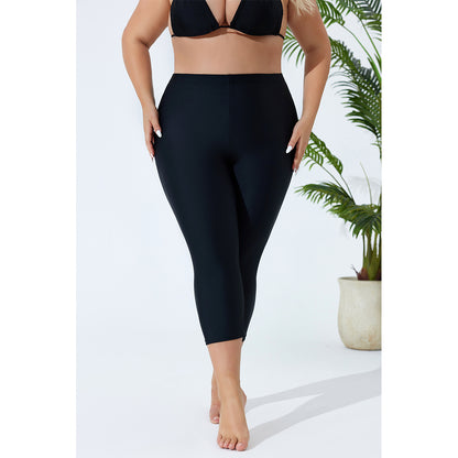 Charmo Women's Plus Size High Waisted Swim Pants Capri Swimming Leggings