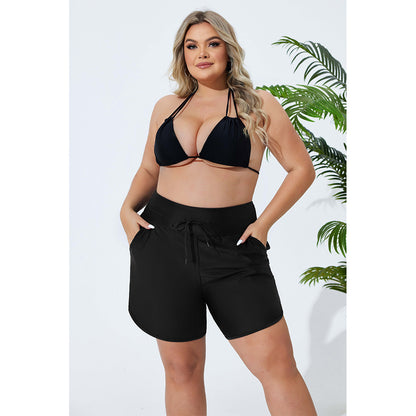 Charmo Women's Plus Size Swim Shorts igh Waisted Board Shorts Tankini Swimsuit Bottom with Pockets