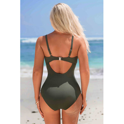 Charmo Women's Cross-Front Ruched One-Piece Swimsuit Back Cutout & Adjustable Clasp Tummy Control Bathing Suit