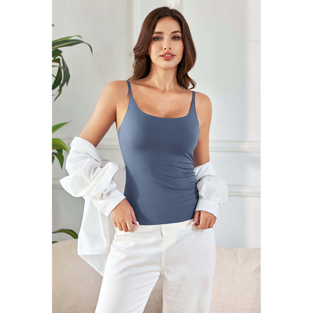 Attraco Women's Tank Top with Built in Bra Adjustable Strap Camisole Top Summer Sleevless Cami Shirt