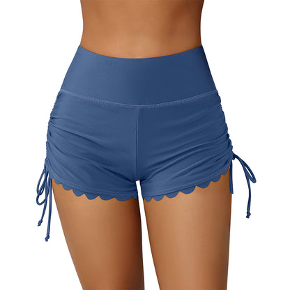 Charmo Women's High-Waist Scalloped Swim Shorts Adjustable Ties & Comfortable Coverage Swimming Bottom