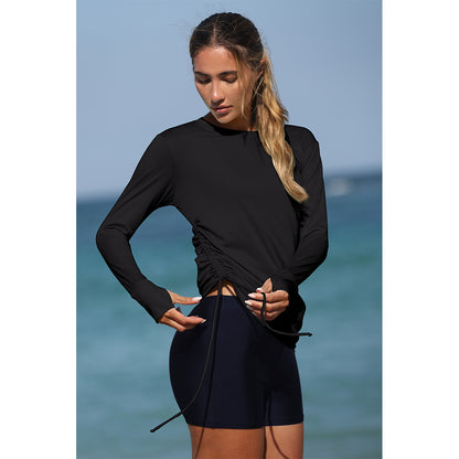 Attraco Women's 2 Piece Rash Guard Set Long Sleeve Swim Shirt Tops & High Waisted Shorts UPF 50+ Swimwear Set