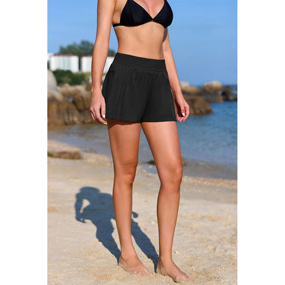 Charmo Women's High Waisted Swim Shorts with Inner Hidden Pockets and Built-in Briefs