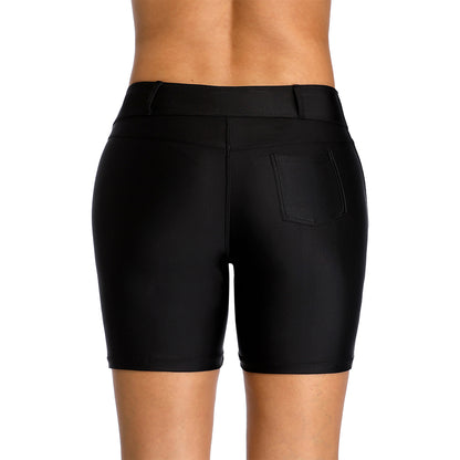 Charmo Women's High Waisted Swim Shorts with Functional Pockets Swim Bottoms