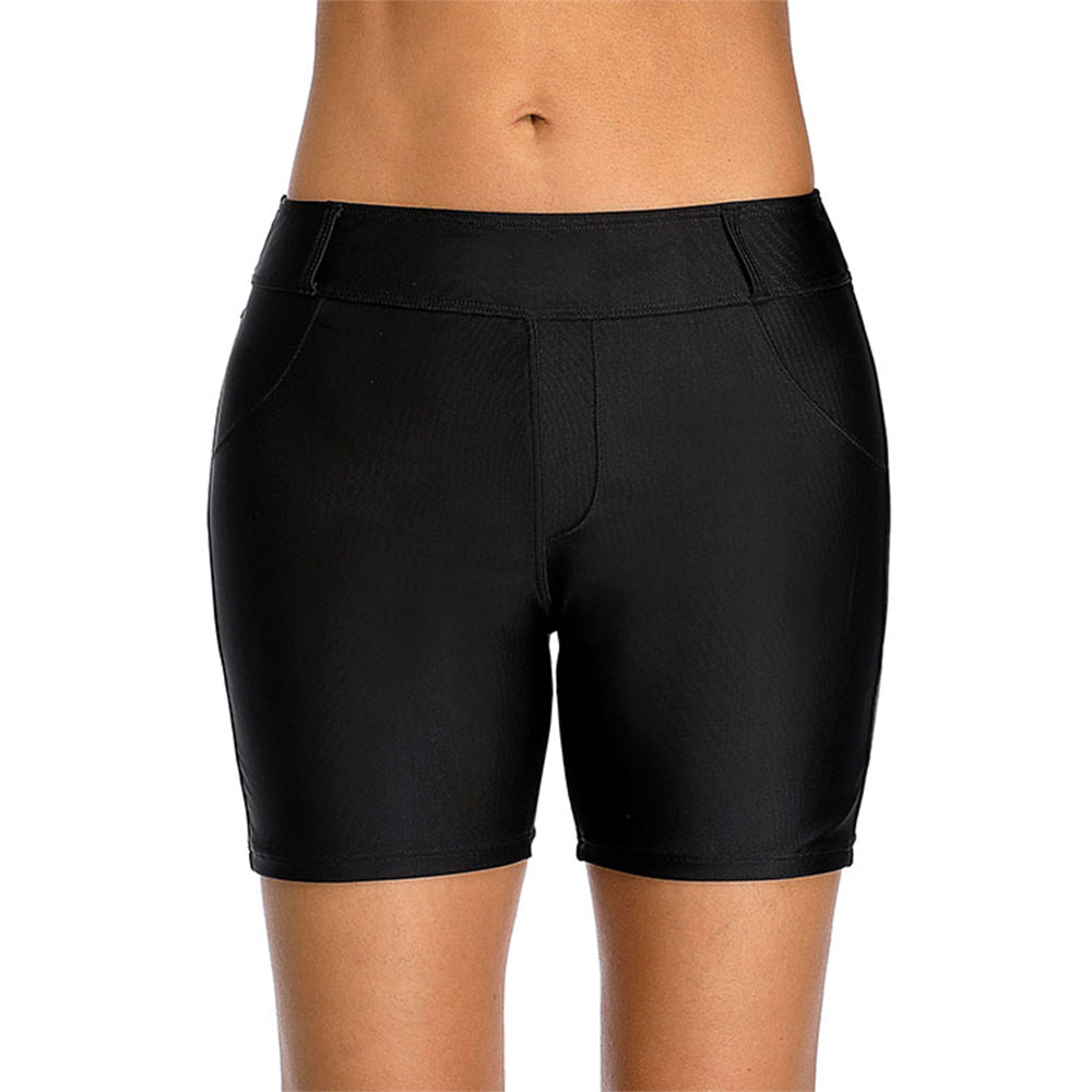 Charmo Women's High Waisted Swim Shorts with Functional Pockets Swim Bottoms