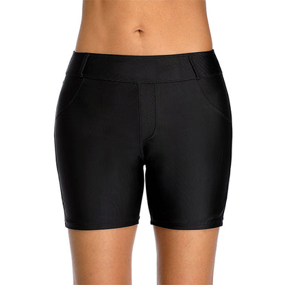 Charmo Women's High Waisted Swim Shorts with Functional Pockets Swim Bottoms