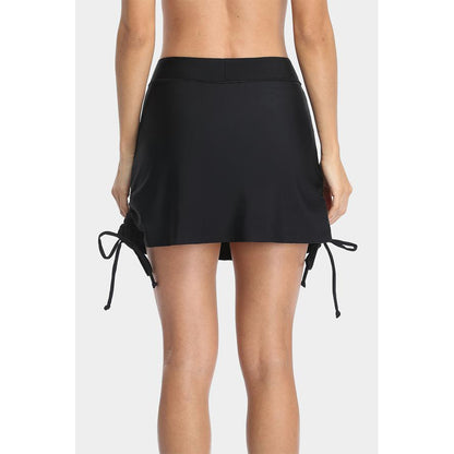 Charmo Women's High Waisted Swim Skirt with Adjustable Side Drawstrings and Built-in Briefs