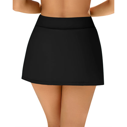 Charmo Women's High Waisted Swim Skirt with Side Split and Built-in Briefs