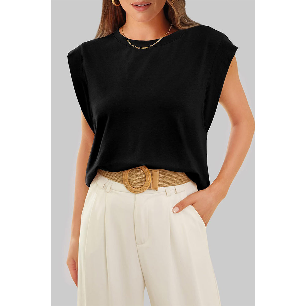 Attraco Women's Loose Fit Cap Sleeve Crew Neck Dolman Style Tops Spring Summer Shirts