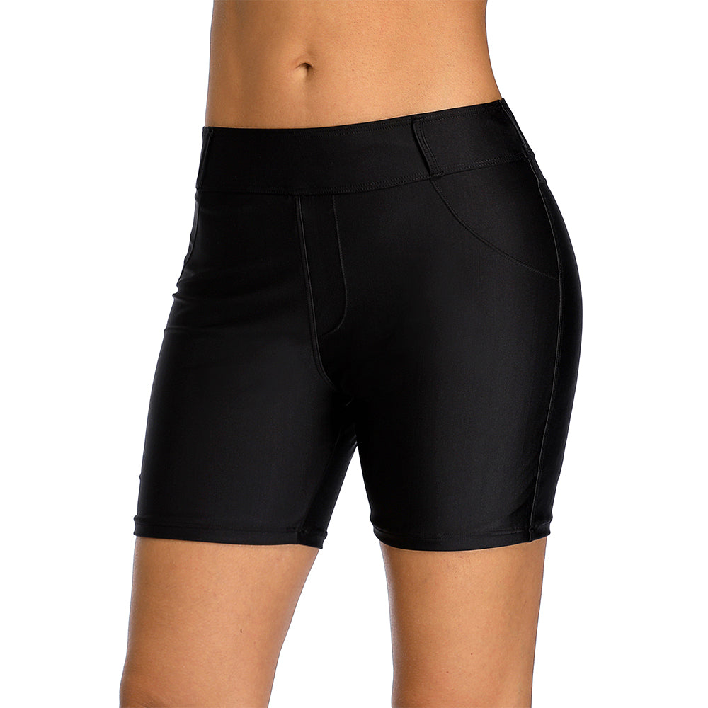 Charmo Women's High Waisted Swim Shorts with Functional Pockets Swim Bottoms