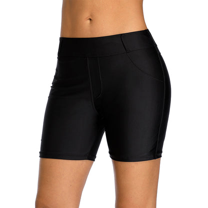 Charmo Women's High Waisted Swim Shorts with Functional Pockets Swim Bottoms