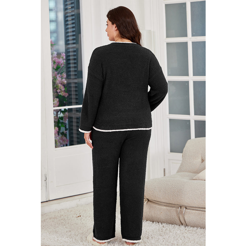 V For City Pajamas Fleece 2 Piece Postpartum Lounge Set Maternity Comfy Pockets Color Block Long Sleeve Cozy Winter