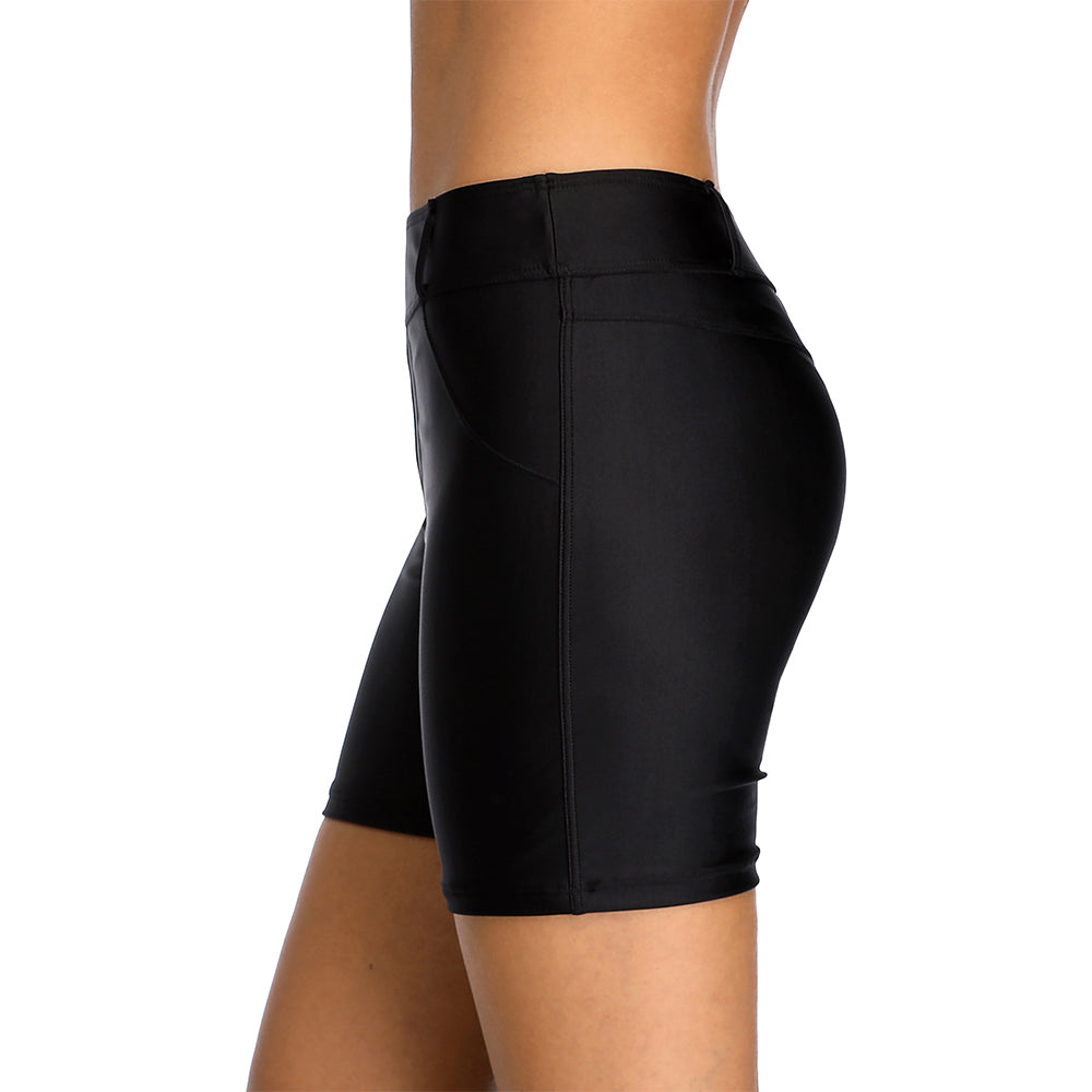 Charmo Women's High Waisted Swim Shorts with Functional Pockets Swim Bottoms
