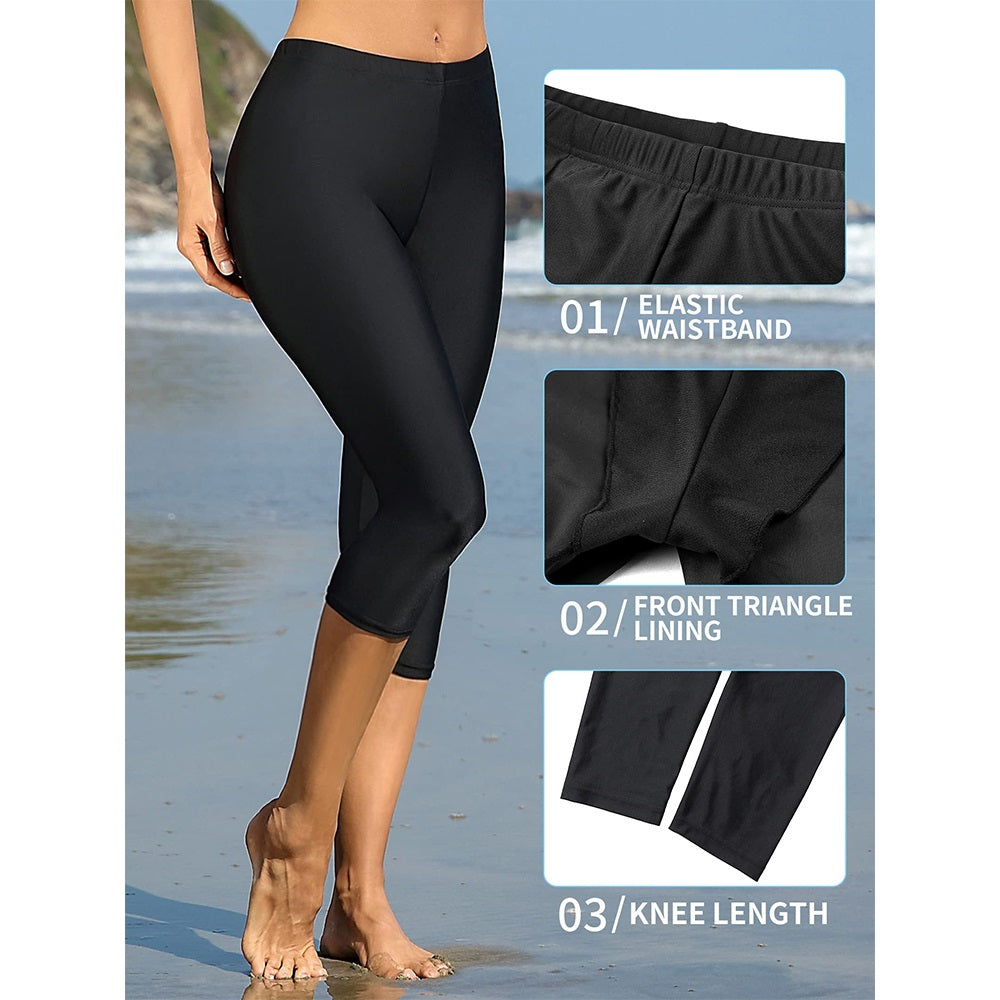 Charmo Women's Swim Pants High Waisted Swim Capris Swimming Shorts Swimming Leggings