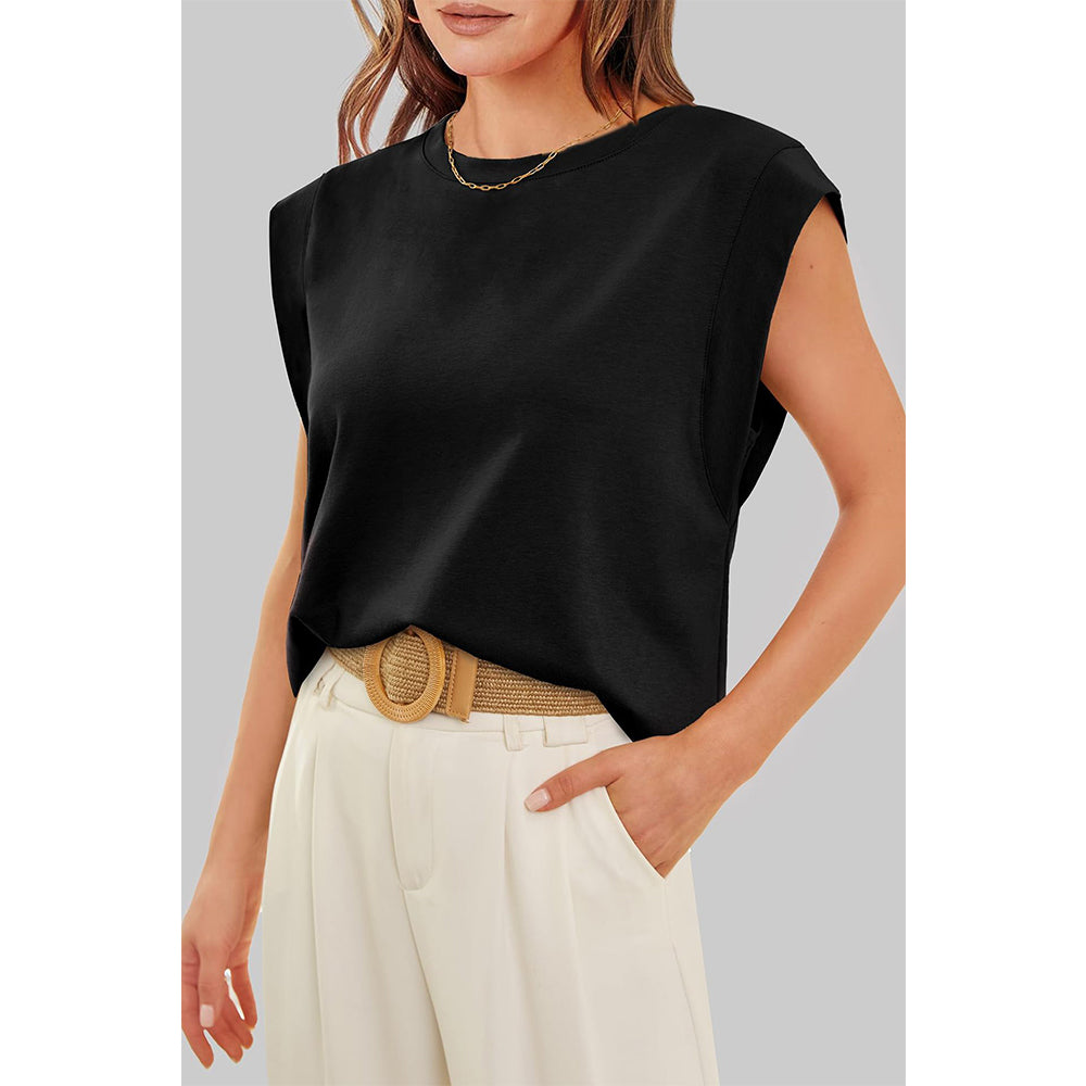 Attraco Women's Loose Fit Cap Sleeve Crew Neck Dolman Style Tops Spring Summer Shirts