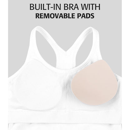 Attraco 2 Pack Ribbed Workout Tank Top with Built in Bra for Women Tight Fit Seamless Yoga Top