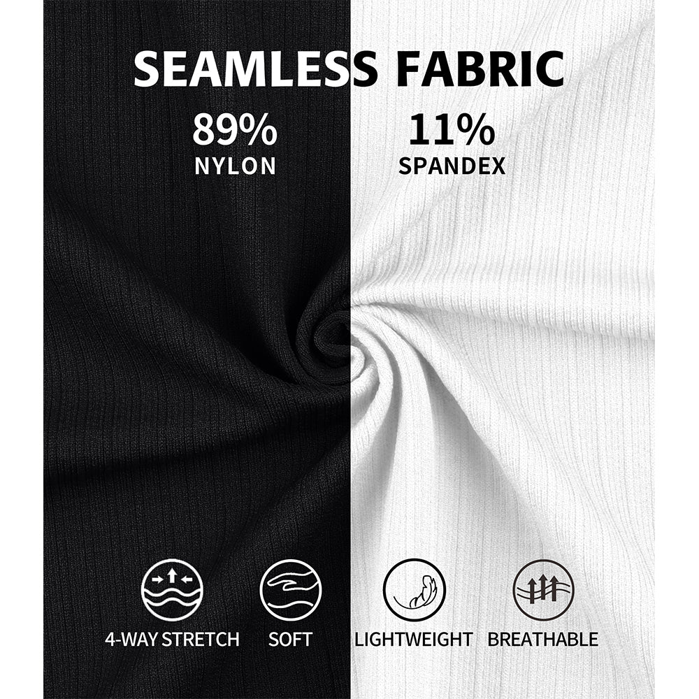 Attraco 2 Pack Ribbed Workout Tank Top with Built in Bra for Women Tight Fit Seamless Yoga Top