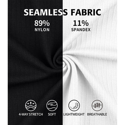 Attraco 2 Pack Ribbed Workout Tank Top with Built in Bra for Women Tight Fit Seamless Yoga Top