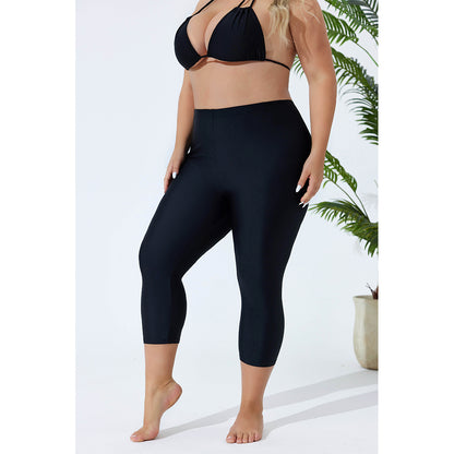 Charmo Women's Plus Size High Waisted Swim Pants Capri Swimming Leggings