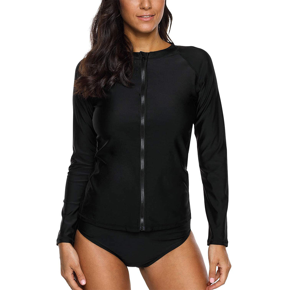 Attraco Women's Women's Rashguard Swimsuit Zip Front Sun Protection Swim Shirt UPF 50+