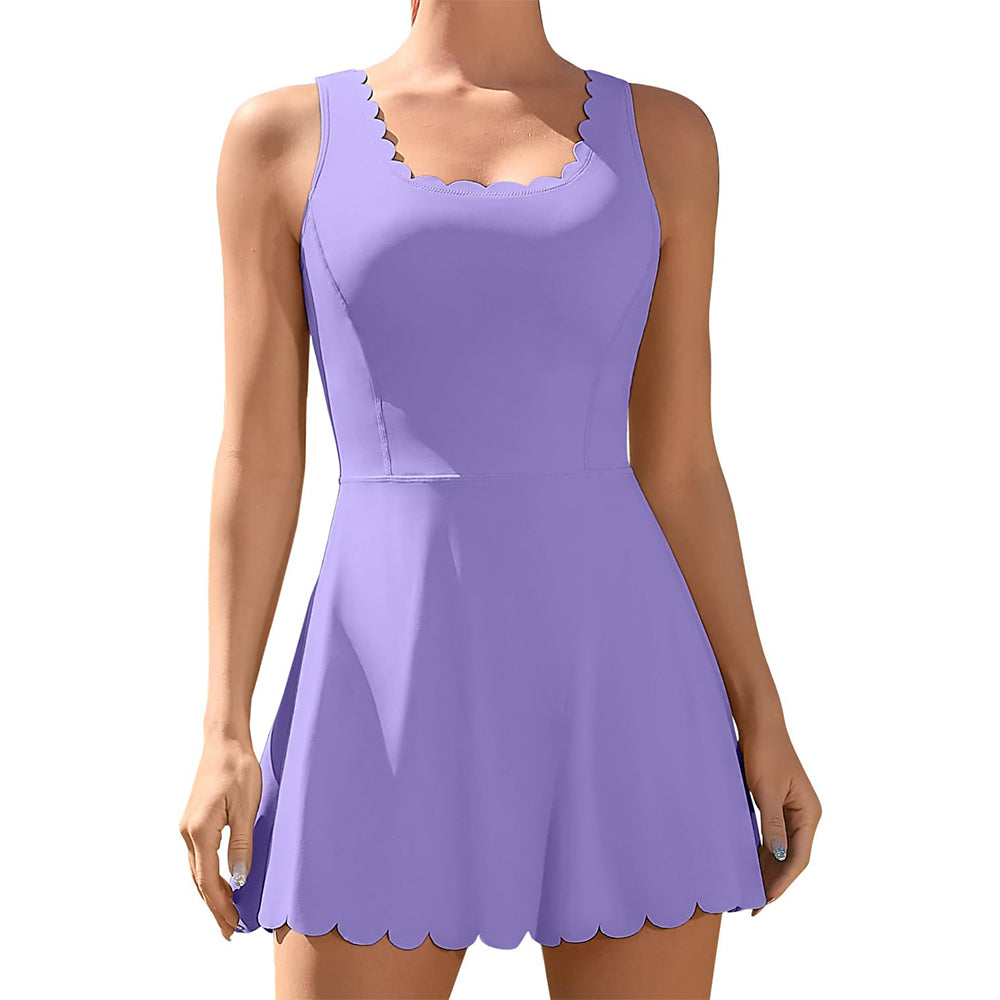 Women's Tennis Dress with Shorts Workout Golf Skirts with Pockets Athletic Dresses Sport Dresses-2403