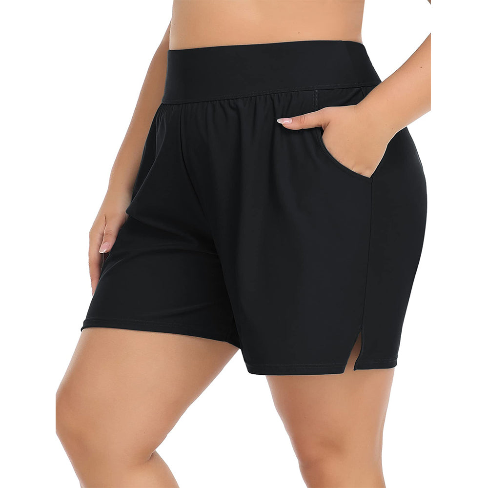 Charmo Women's Plus Size Swim Shorts High Waisted Board Shorts Tankini Swimsuit Bottom with Pockets