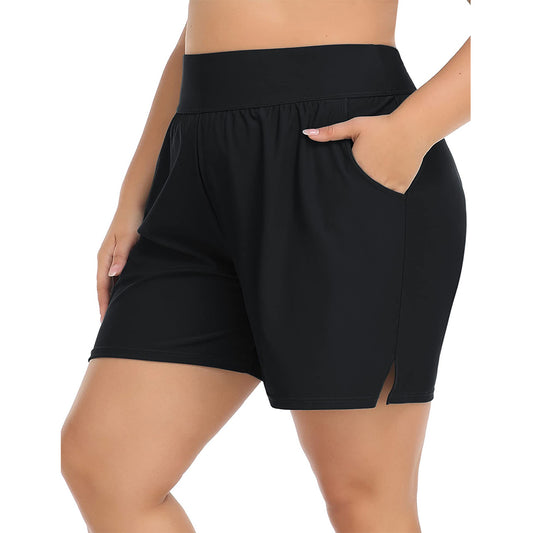 Charmo Women's Plus Size Swim Shorts High Waisted Board Shorts Tankini Swimsuit Bottom with Pockets