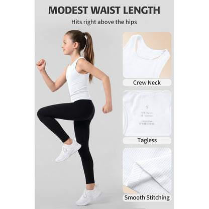 Attraco Girls Ribbed Racerback Seamless Workout Tank Top Athletic Tops